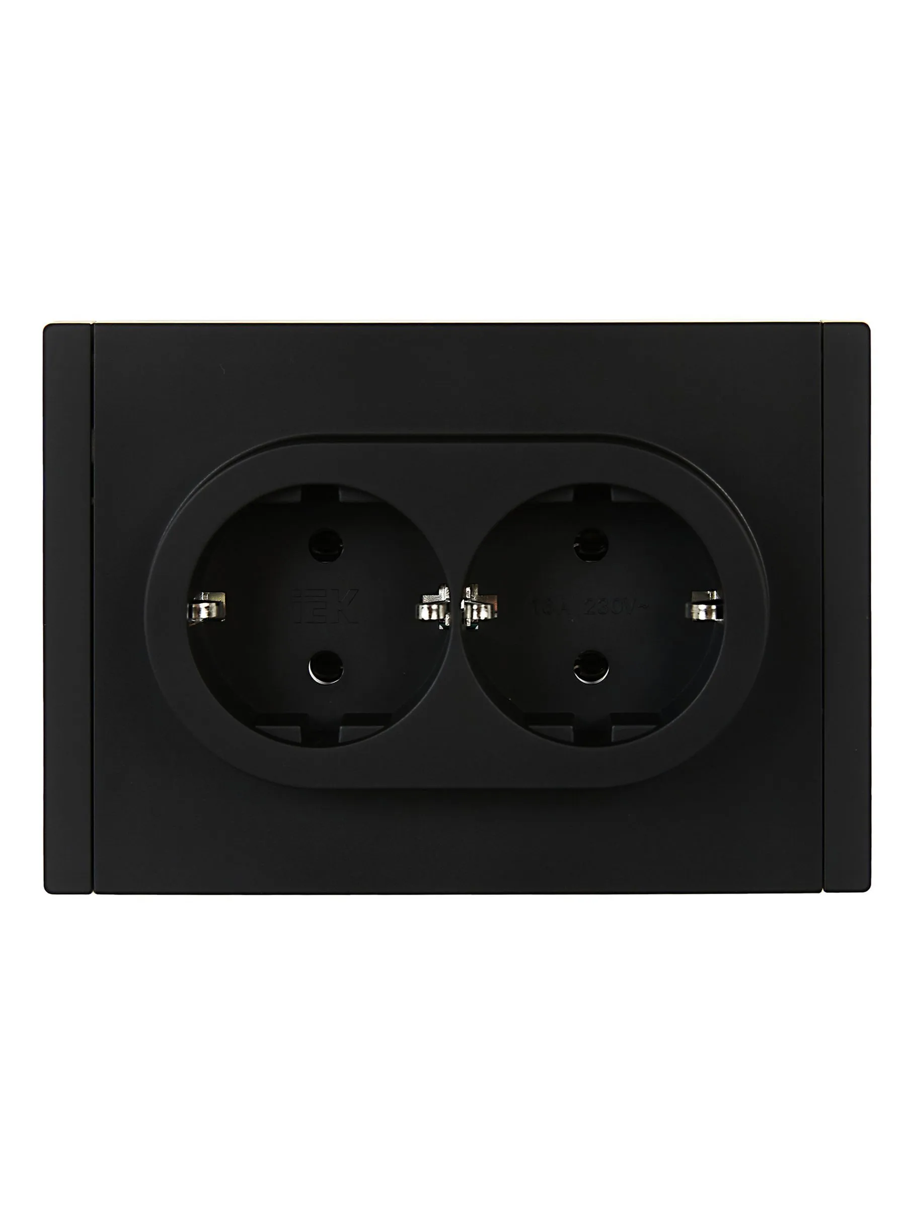 FORTE&PIANO Розетка 2-местная с заземлением без защитных шторок безвинтовое крепление 16А FP124 черный IEK - Фото 3