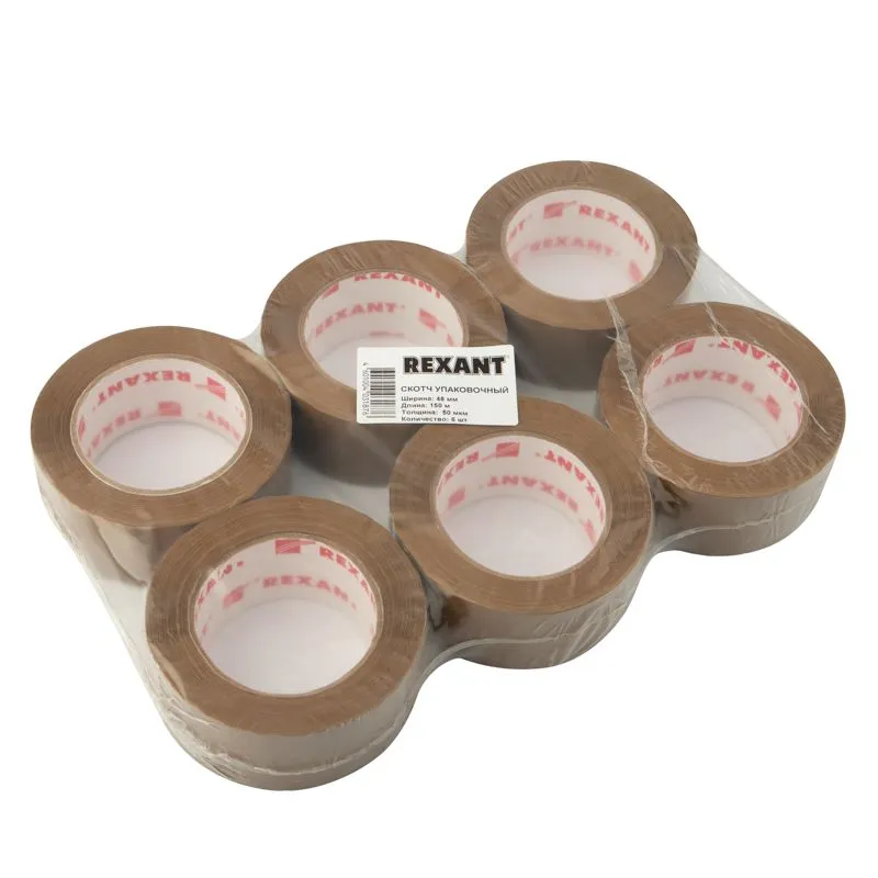 Скотч упаковочный REXANT 48 мм х 50 мкм, коричневый, рулон 150 м - Фото 4