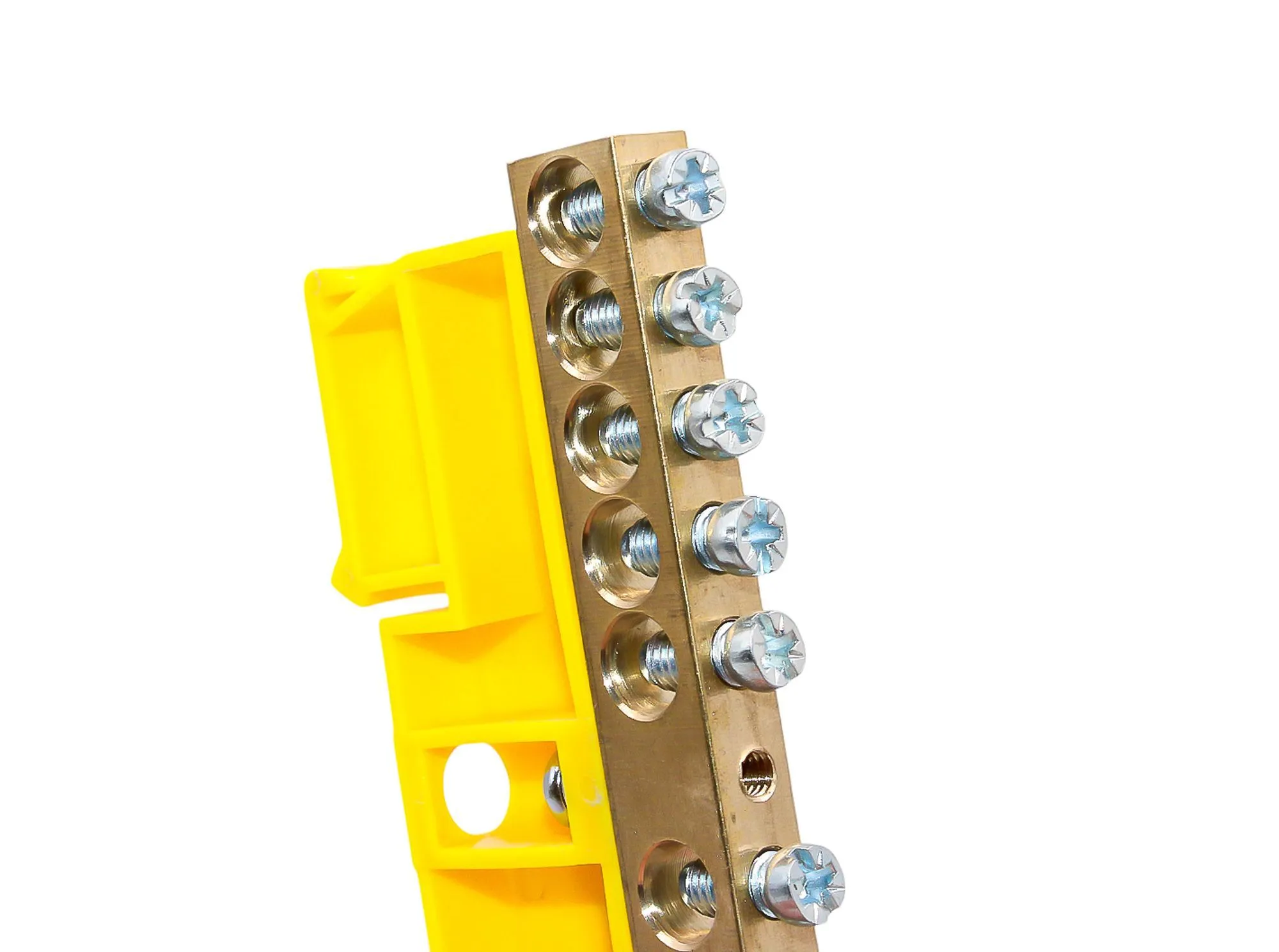 Шина PE "земля" на DIN-изоляторе ЖЕЛТЫЙ 8х12-10 DEKRON - Фото 4