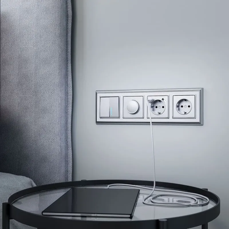 Розетка с заземлением (серебряный) Werkel - Фото 8