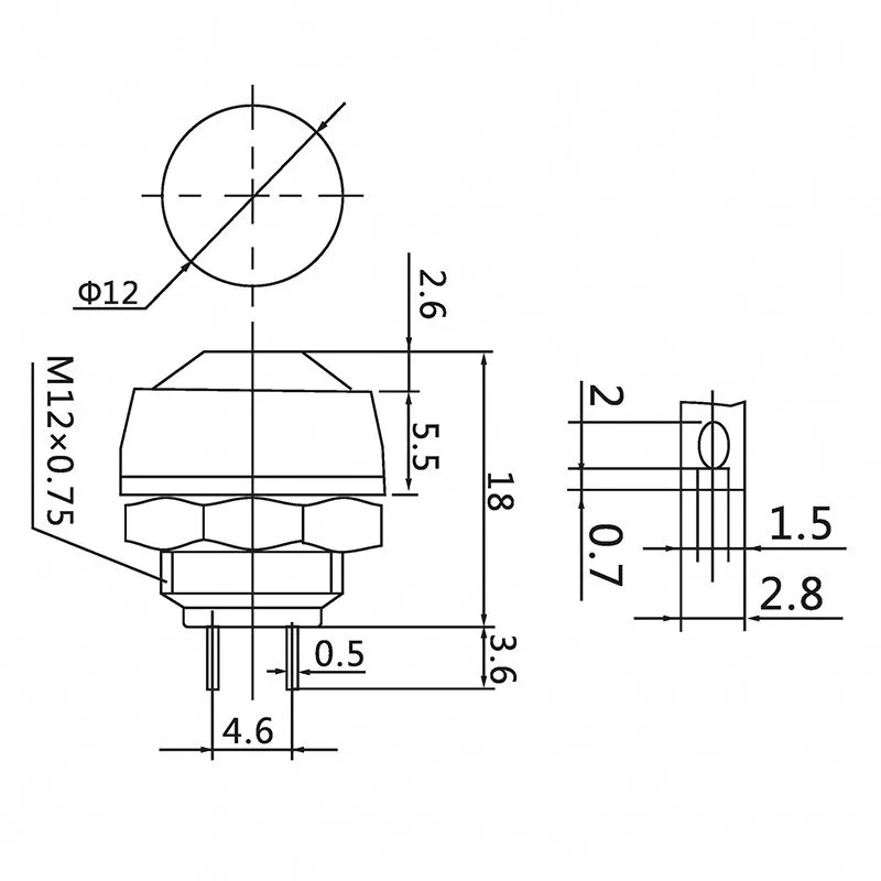 Выключатель-кнопка 250V 1А (2с) OFF-(ON) Б/Фикс красная Micro (PBS-33В) REXANT - Фото 3