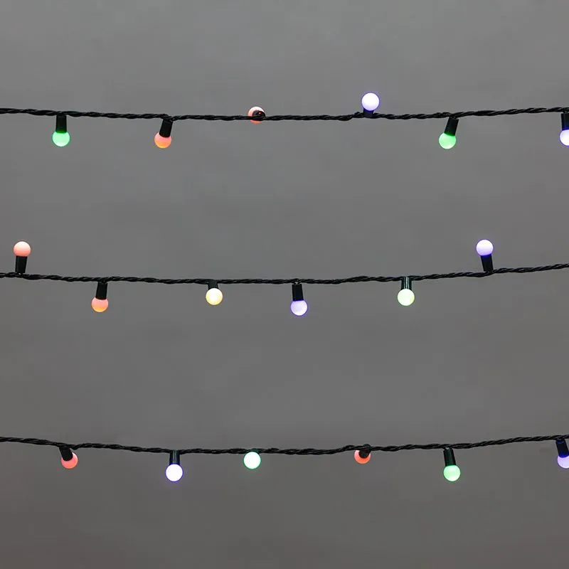 Гирлянда Мультишарики 20м, 200LED, диаметр 15мм, IP44, зеленый провод, свечение мульти (RG/RB), мигание, 230В NEON-NIGHT