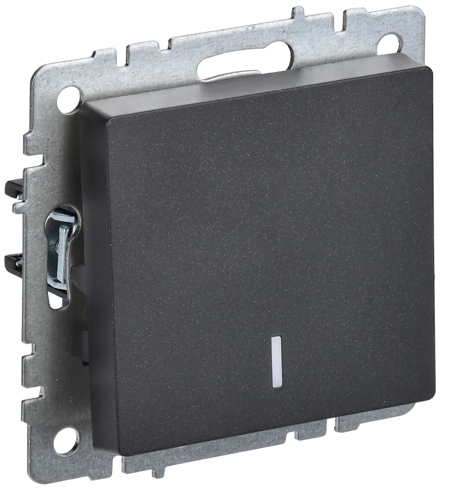 BRITE Выключатель 1-клавишный с индикацией 10А ВС10-1-1-БрЧ черный IEK BR-V10-1-10-K02