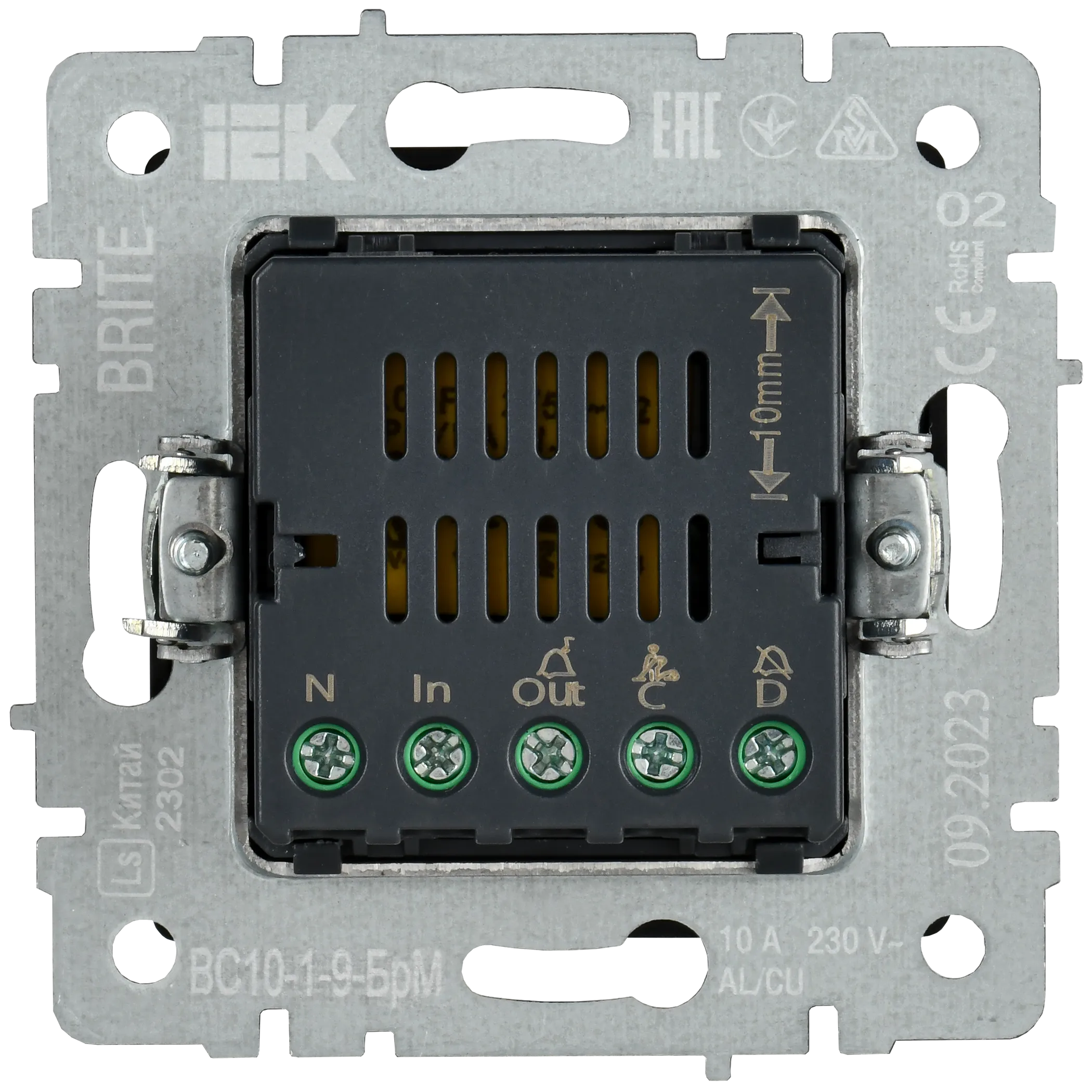 BRITE Кнопка звонка с индикацией для отелей 10А ВС10-1-9-БрМ маренго IEK - Фото 5