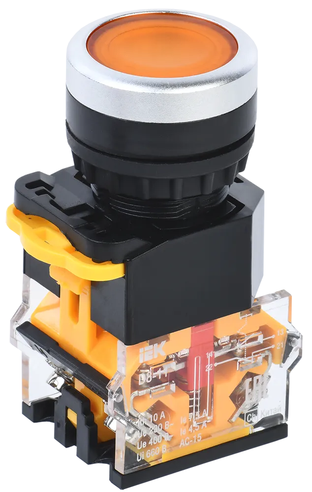 Кнопка управления D8-11 d=22мм 1з+1р желтая IEK