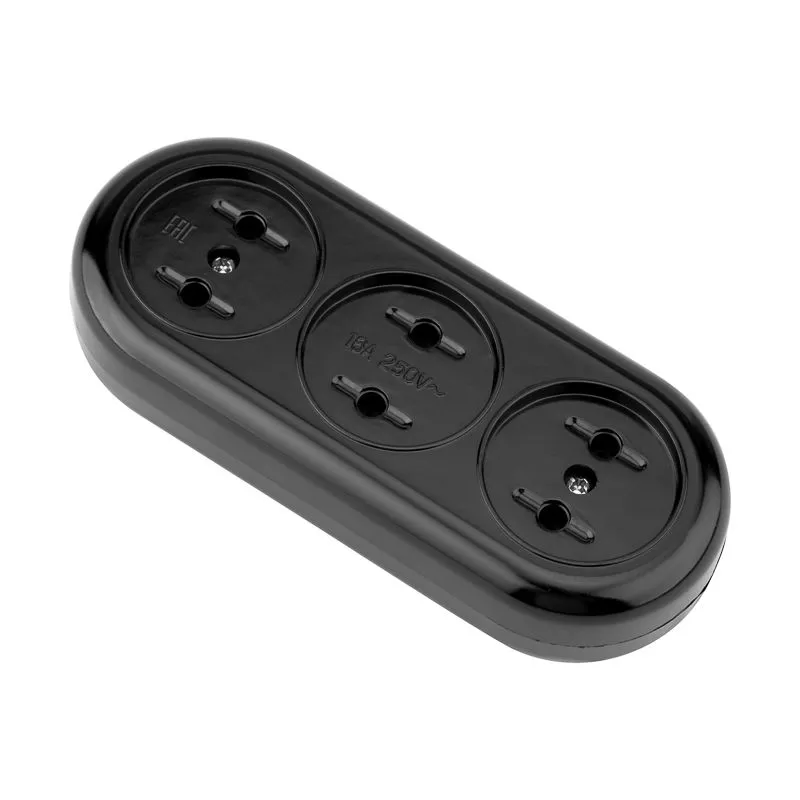 Колодка 3 гнезда карболитовая б/з 16А, черная REXANT - Фото 4