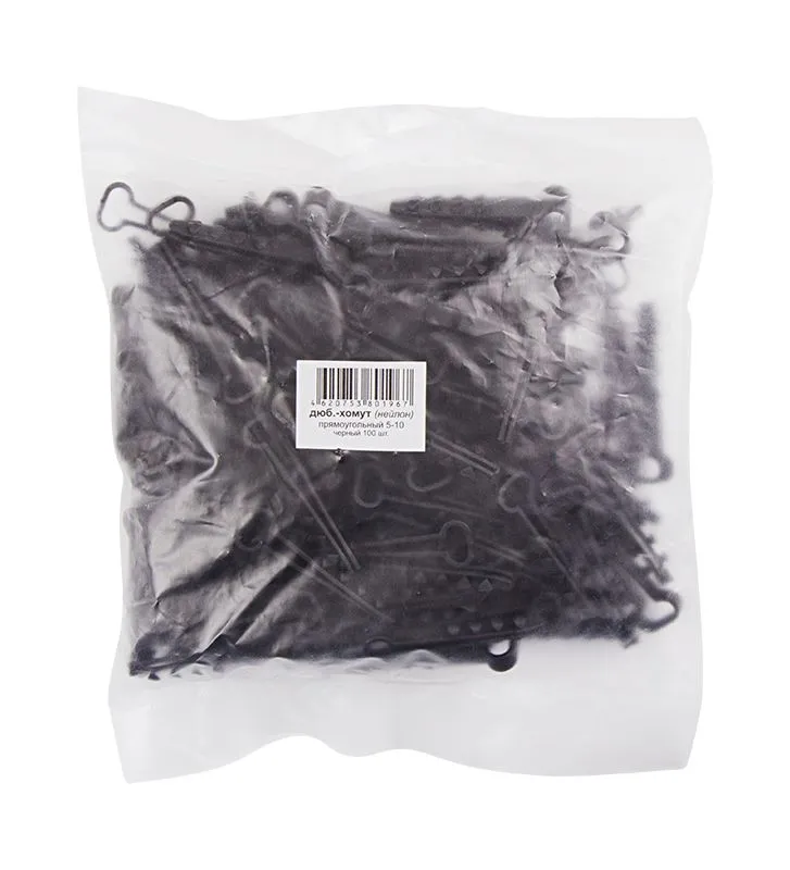 Дюбель-хомут 5-10мм, прямоугольный, черный (100 шт/уп) PROconnect - Фото 2
