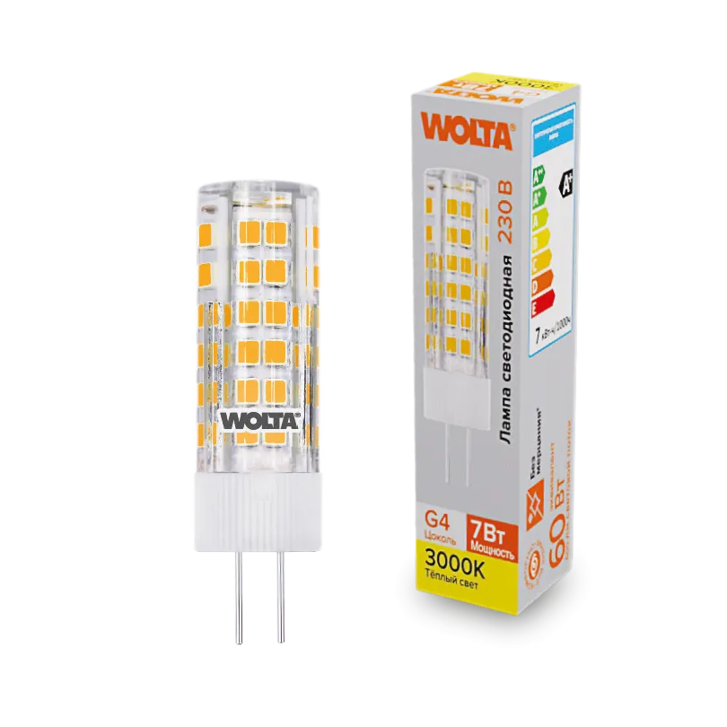 Светодиодная лампа WOLTA WSTD-JC-220V7W3KG4-C 7Вт 3000K G4