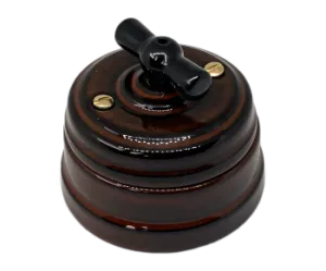 Выключатель ретро фарфоровый поворотный на два положен, для включения из 2-х мест (1-клавишный про GE70404-46