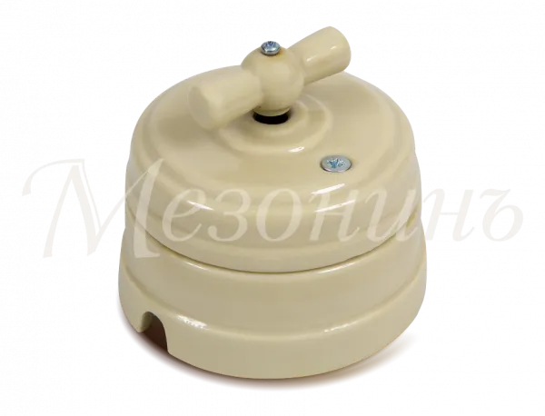 Выключатель ретро фарфоровый поворотный на два положения ,для включен из 2-х мест (1-клавишный про