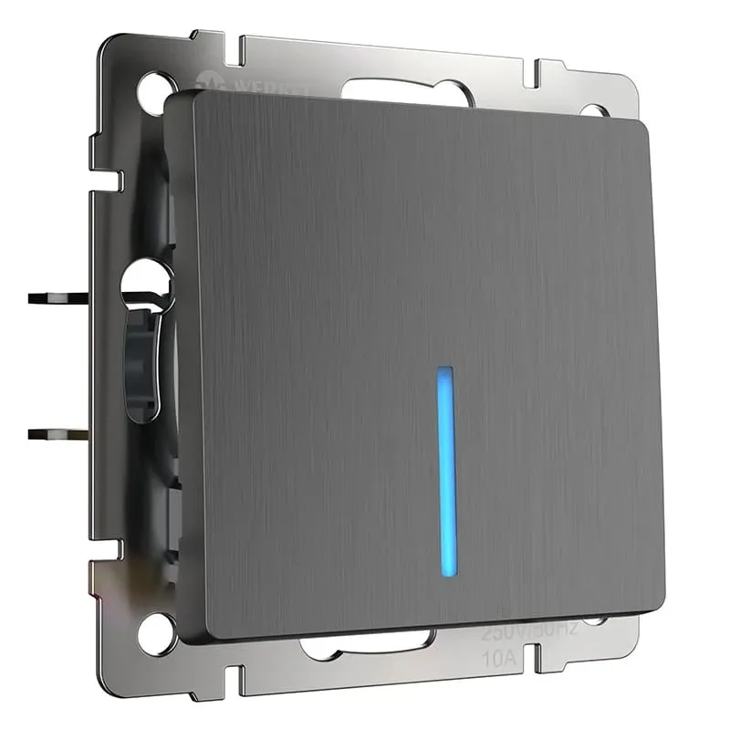 Выключатель одноклавишный проходной с подсветкой (графит рифленый) Werkel