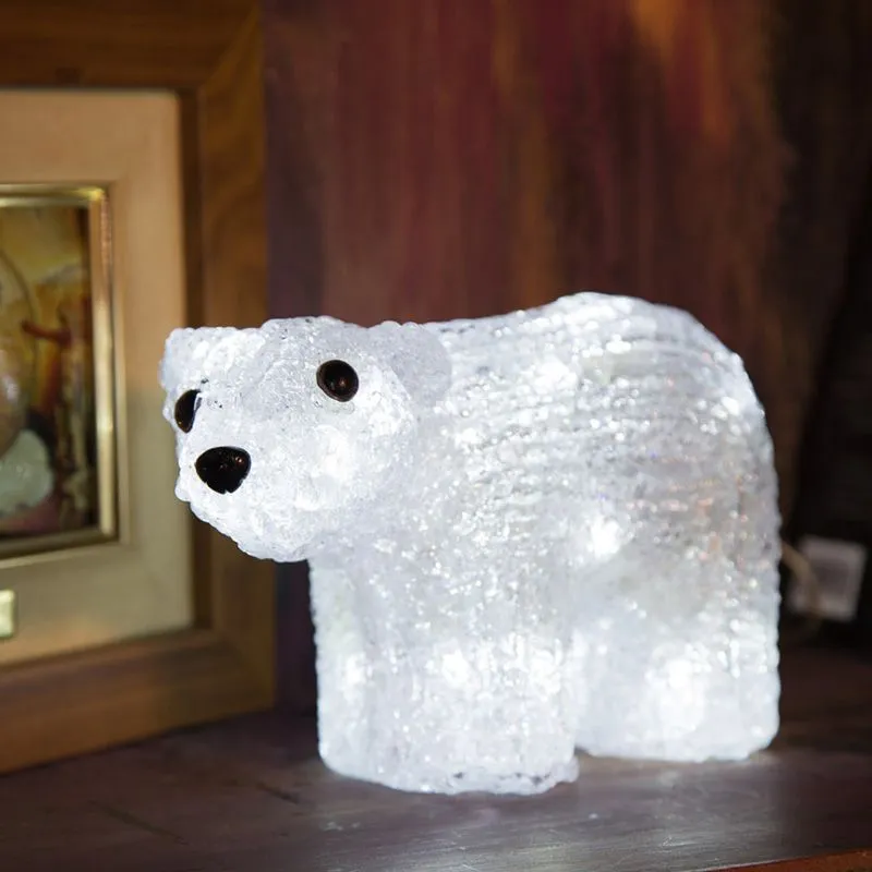 Акриловая светодиодная фигура Белый мишка 15х25 см, 4,5 В, 3 батарейки AA (не входят в комплект), 20 светодиодов NEON-NIGHT - Фото 2