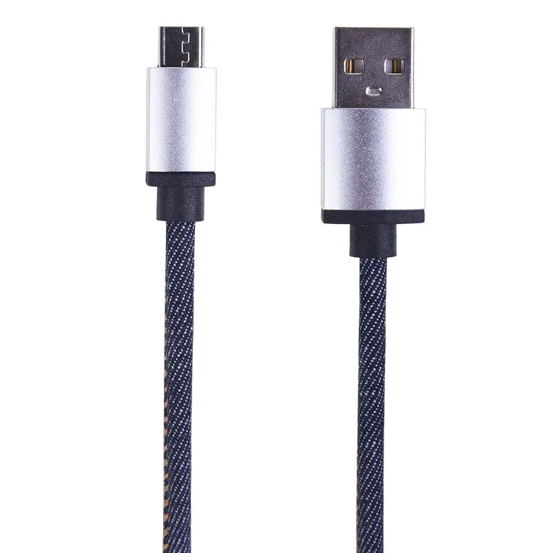 Кабель USB-A – micro USB, 2,4А, 1м, в джинсовой тканевой оплетке REXANT - Фото 2