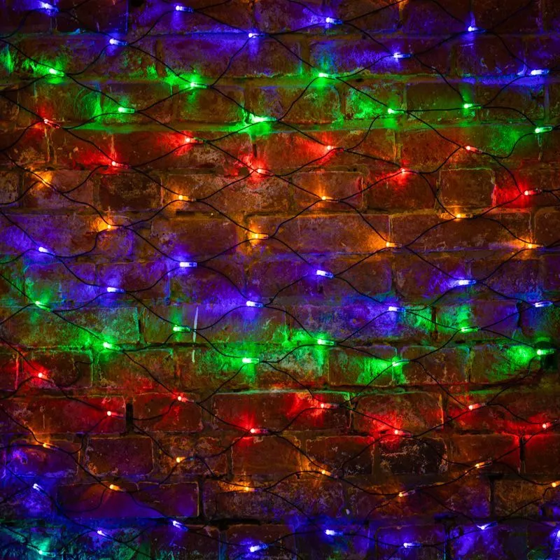 Гирлянда светодиодная Сеть 2х1,5м 288 LED МУЛЬТИ черный ПВХ IP65 постоянное свечение 230В контроллер в комплекте NEON-NIGHT 215-029