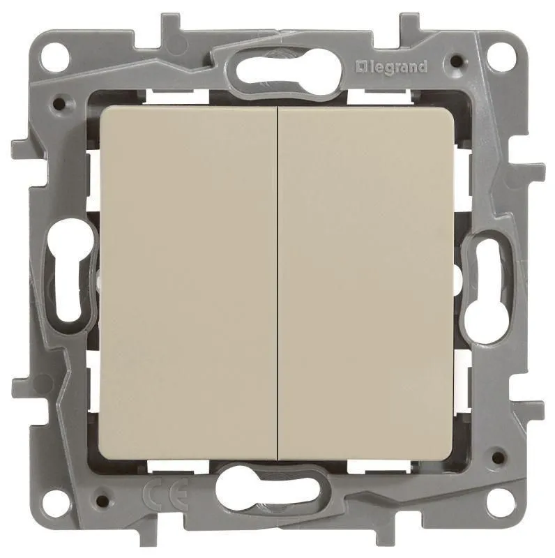 ETIKA Выключатель 2-клавишный схема 5 10АХ безвинтовые зажимы слоновая кость