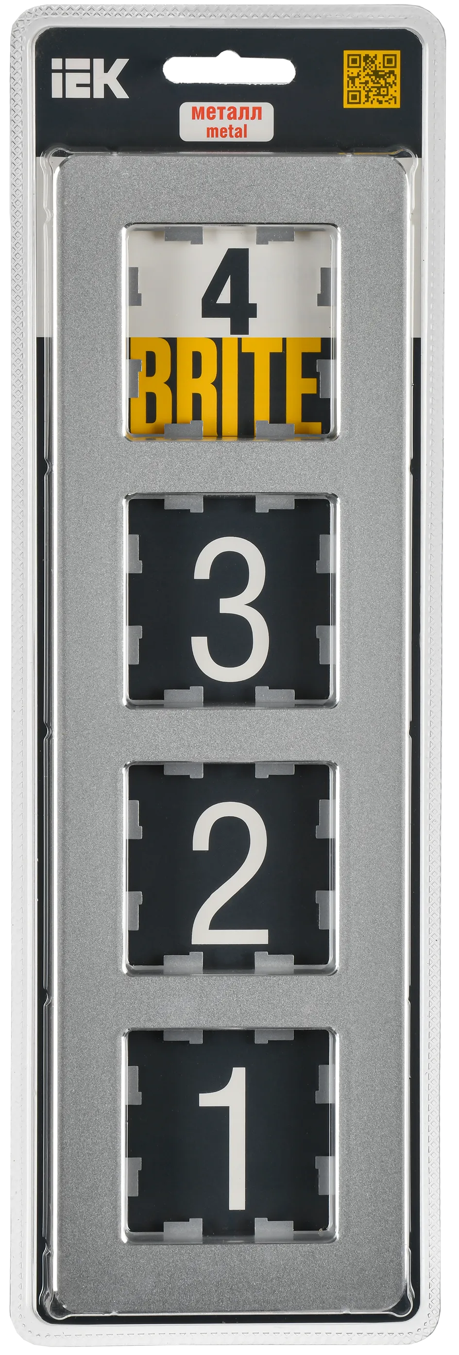 BRITE Рамка 4-местная РУ-4-1-Бр металл алюминий RE IEK - Фото 2