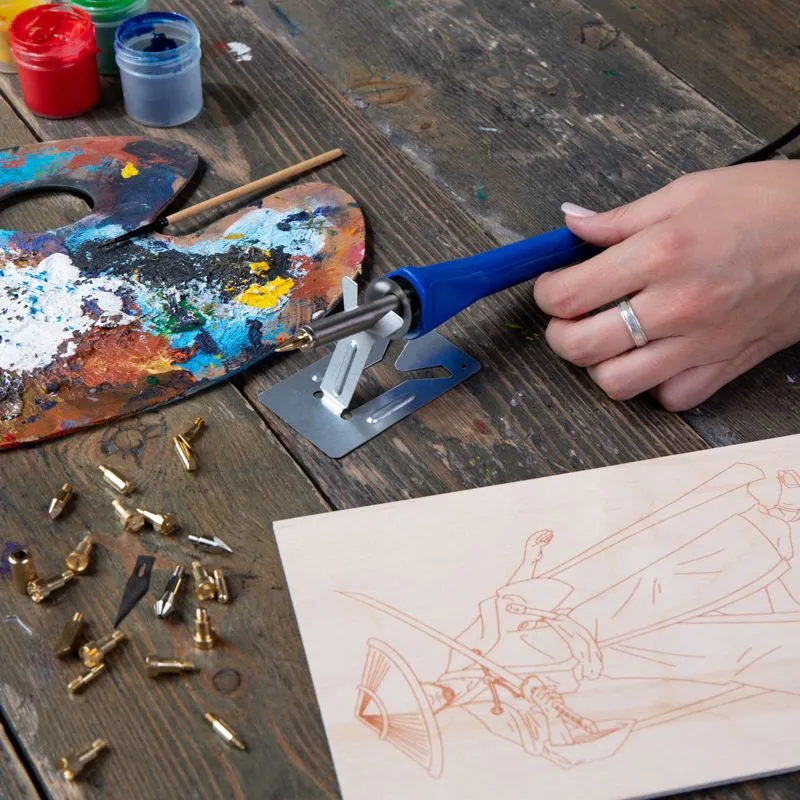 Выжигатель (набор паяльник - выжигатель), пирограф, 30Вт, 230В, 420-450°C, 21 насадка + подставка, коробка REXANT - Фото 2