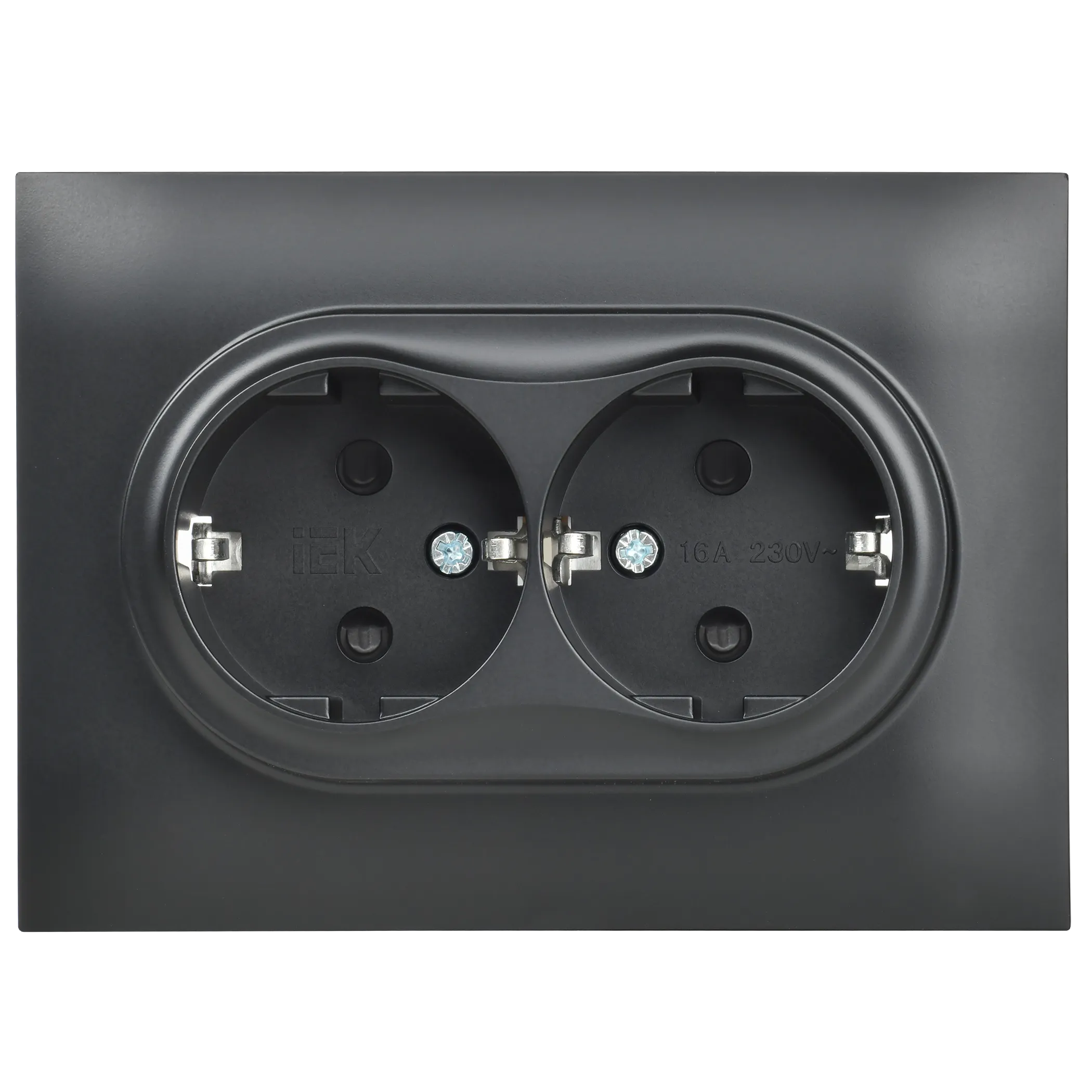 SKANDY Розетка 2-местная с заземлением с защитными шторками 16А в сборе SK-R07Bl черный IEK - Фото 7