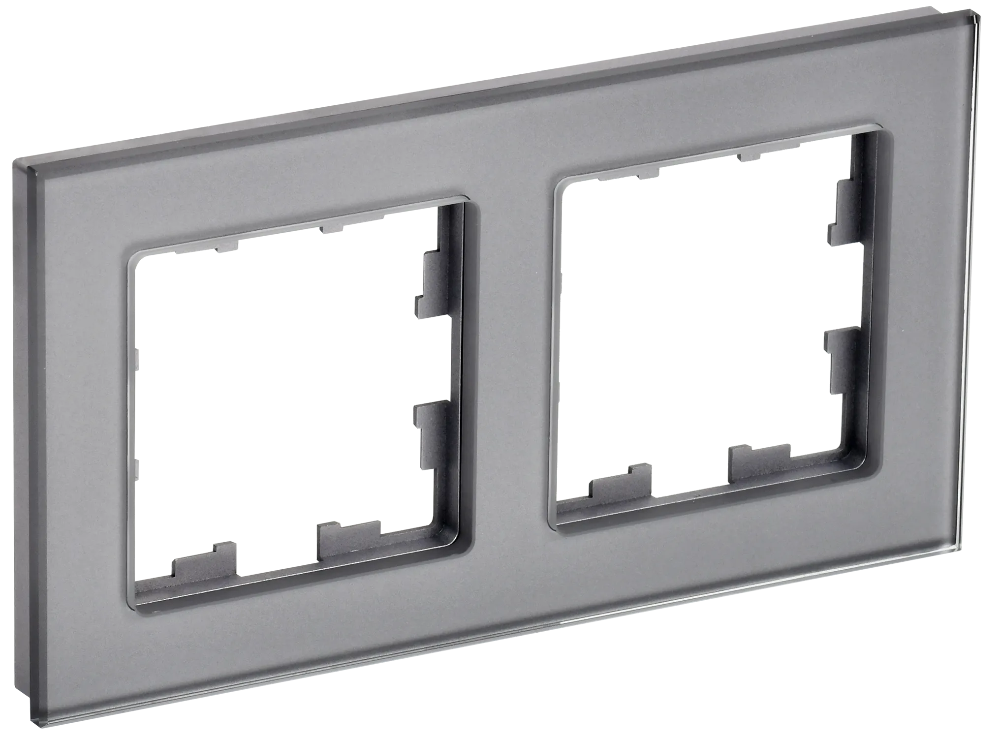 BRITE Рамка 2 -местная РУ-2-2-БрСе стекло серый IEK