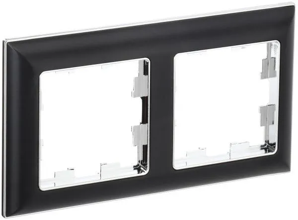 BRITE Рамка 2-местная РУ-2-Бр хром/черный IEK BR-M22-12-2-K23
