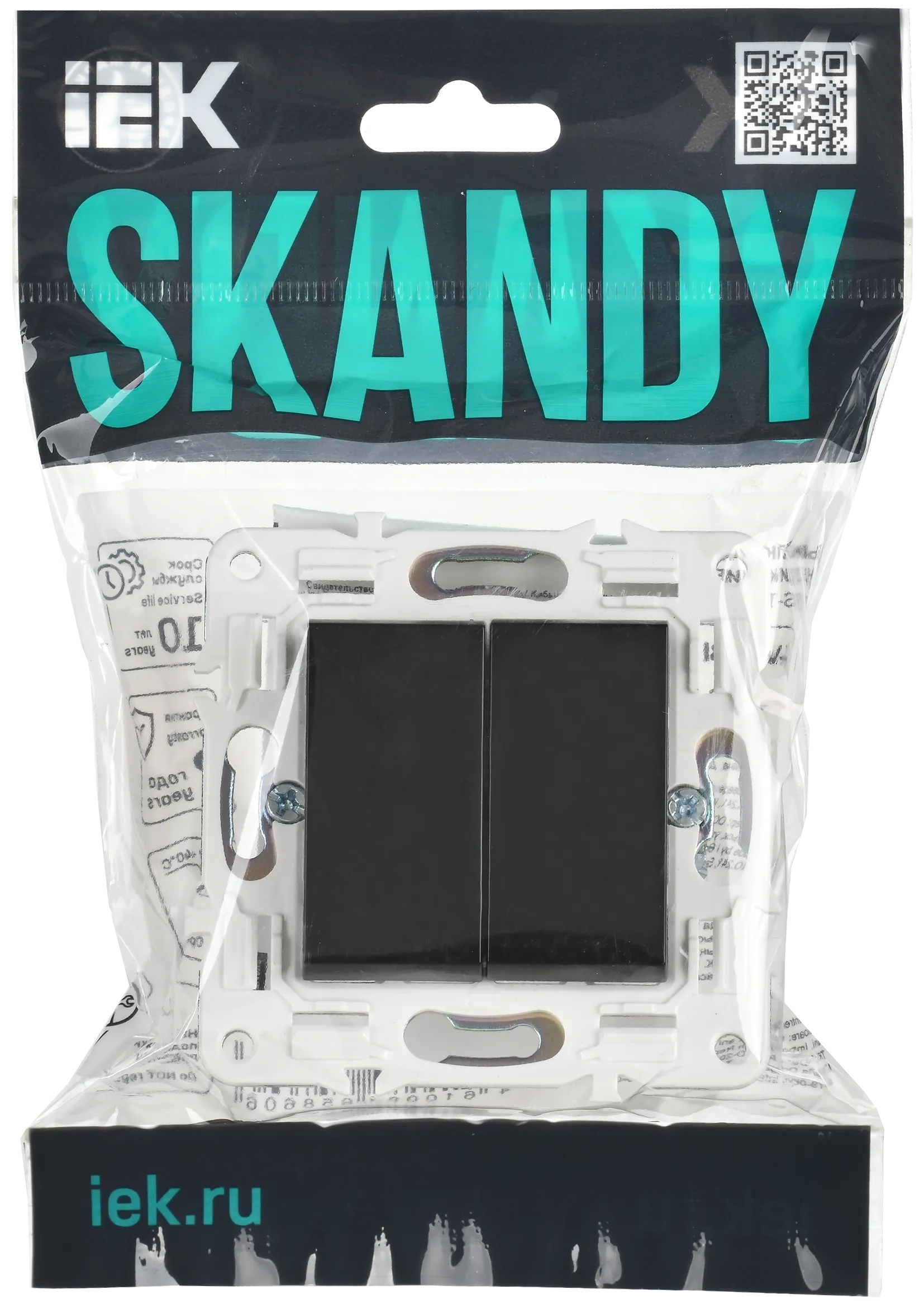 SKANDY Выключатель 2-клавишный 10А SK-V04Bl черный IEK - Фото 2