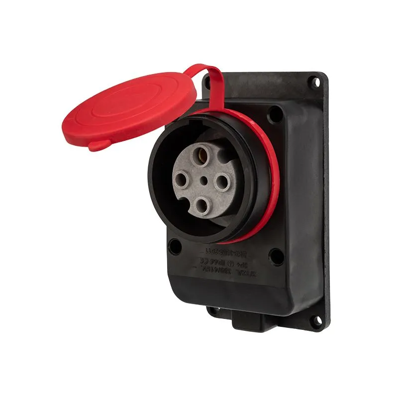 Розетка влагозащищенная настенная с крышкой 1 гнездо, 3Р+РЕ, 32А, IP44, каучук, черная REXANT - Фото 4