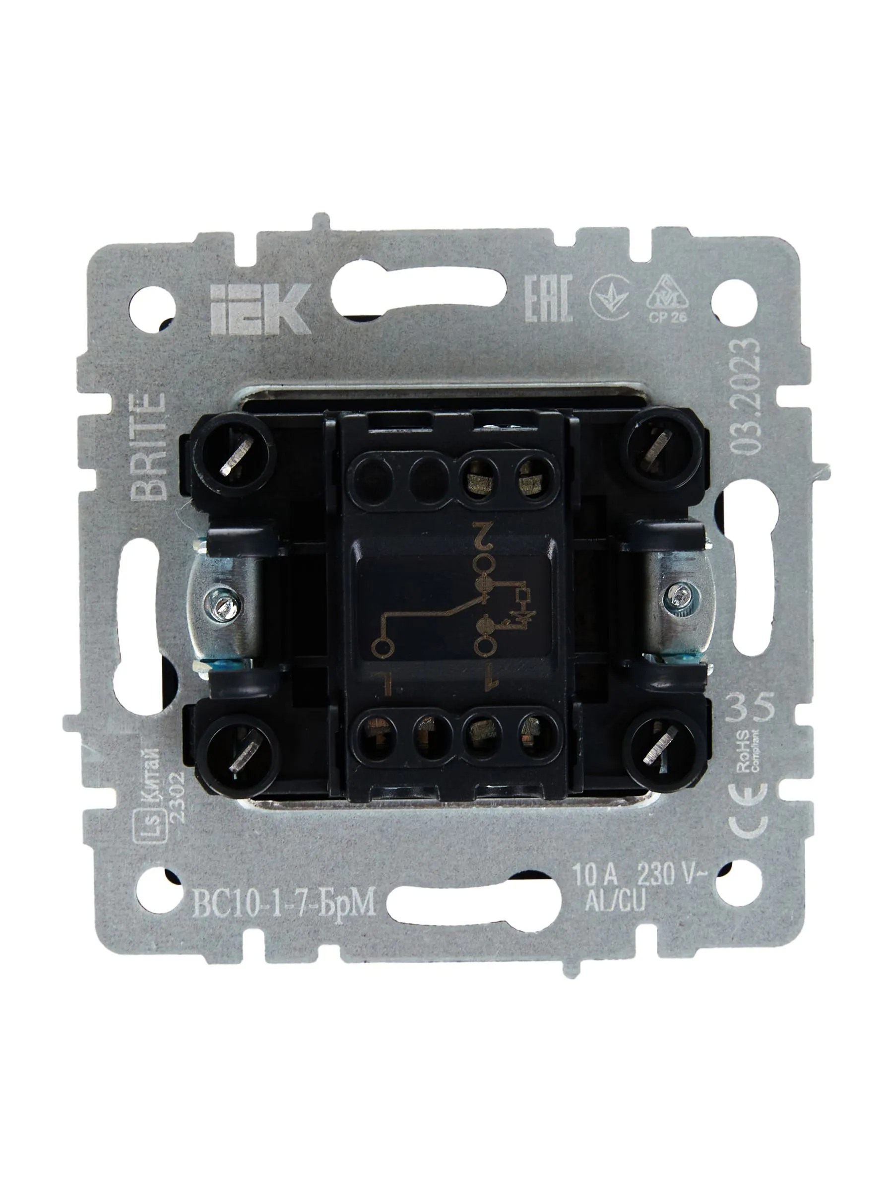 BRITE Выключатель 1-клавишный проходной с индикацией 10А ВС10-1-7-БрМ маренго IEK - Фото 7