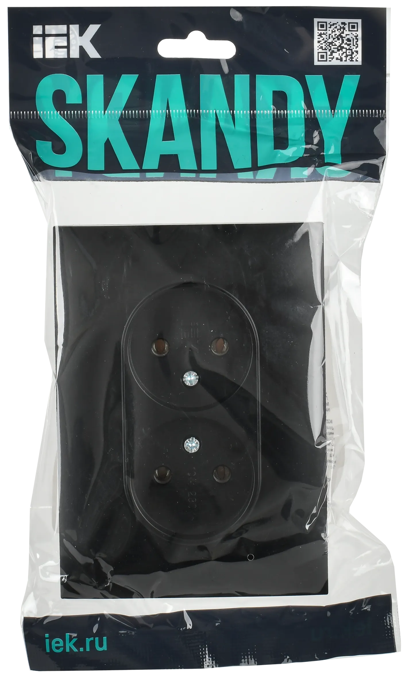 SKANDY Розетка 2-местная без заземления без защитных шторок 10А в сборе SK-R10Bl черный IEK - Фото 2
