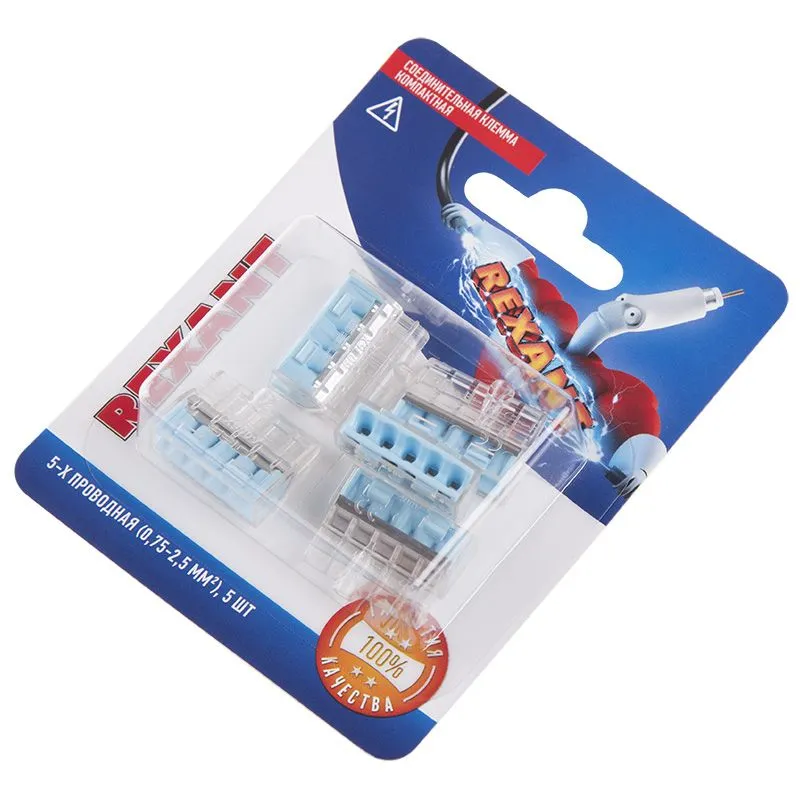 Соединительная клемма компактная, 5-х проводная (0,75-2,5 мм²), (5шт.)  REXANT - Фото 2