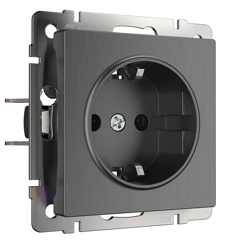 Розетка с заземлением (графит рифленый) Werkel
