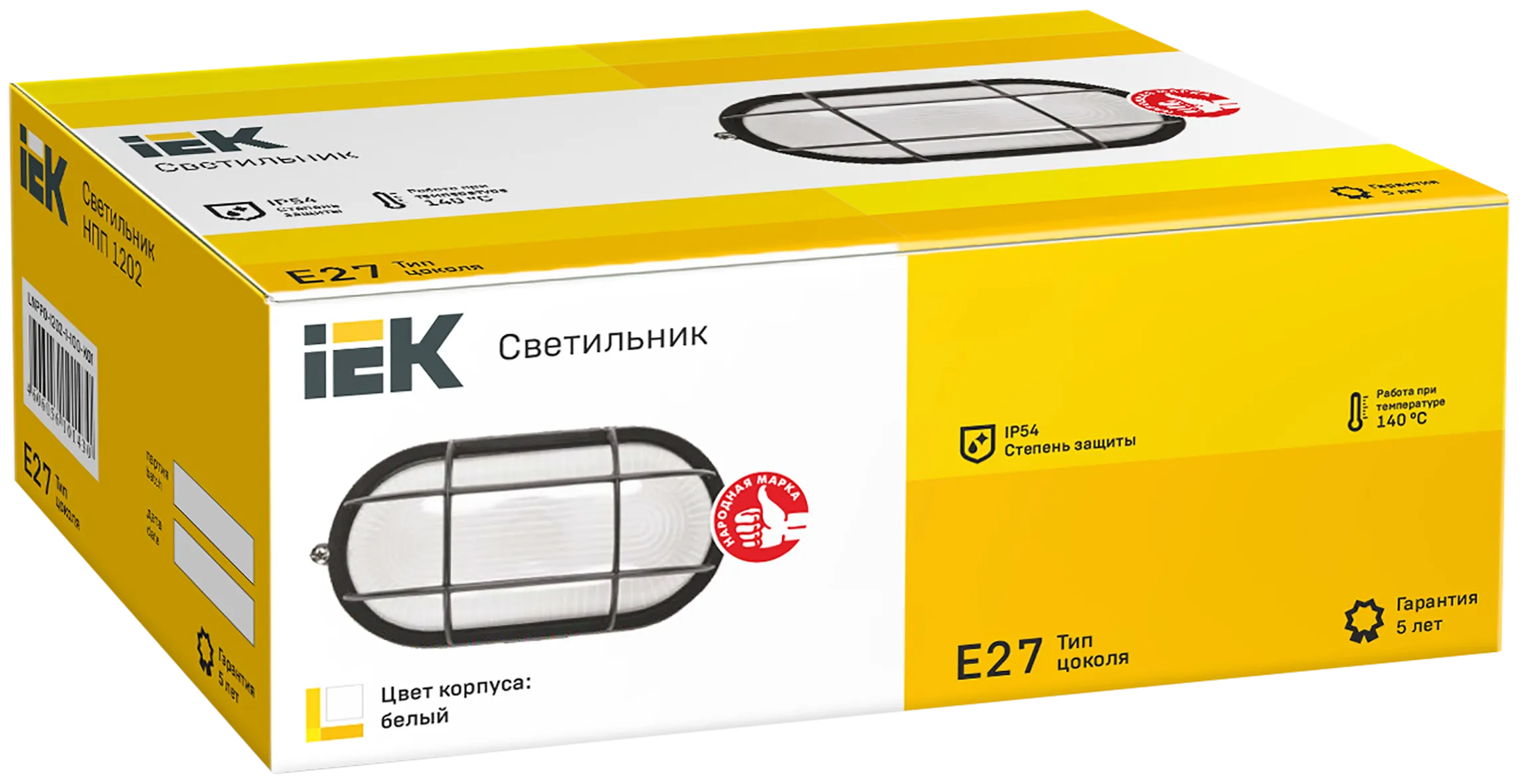 Светильник НПП1202 овал с решеткой 100Вт IP54 белый IEK - Фото 2