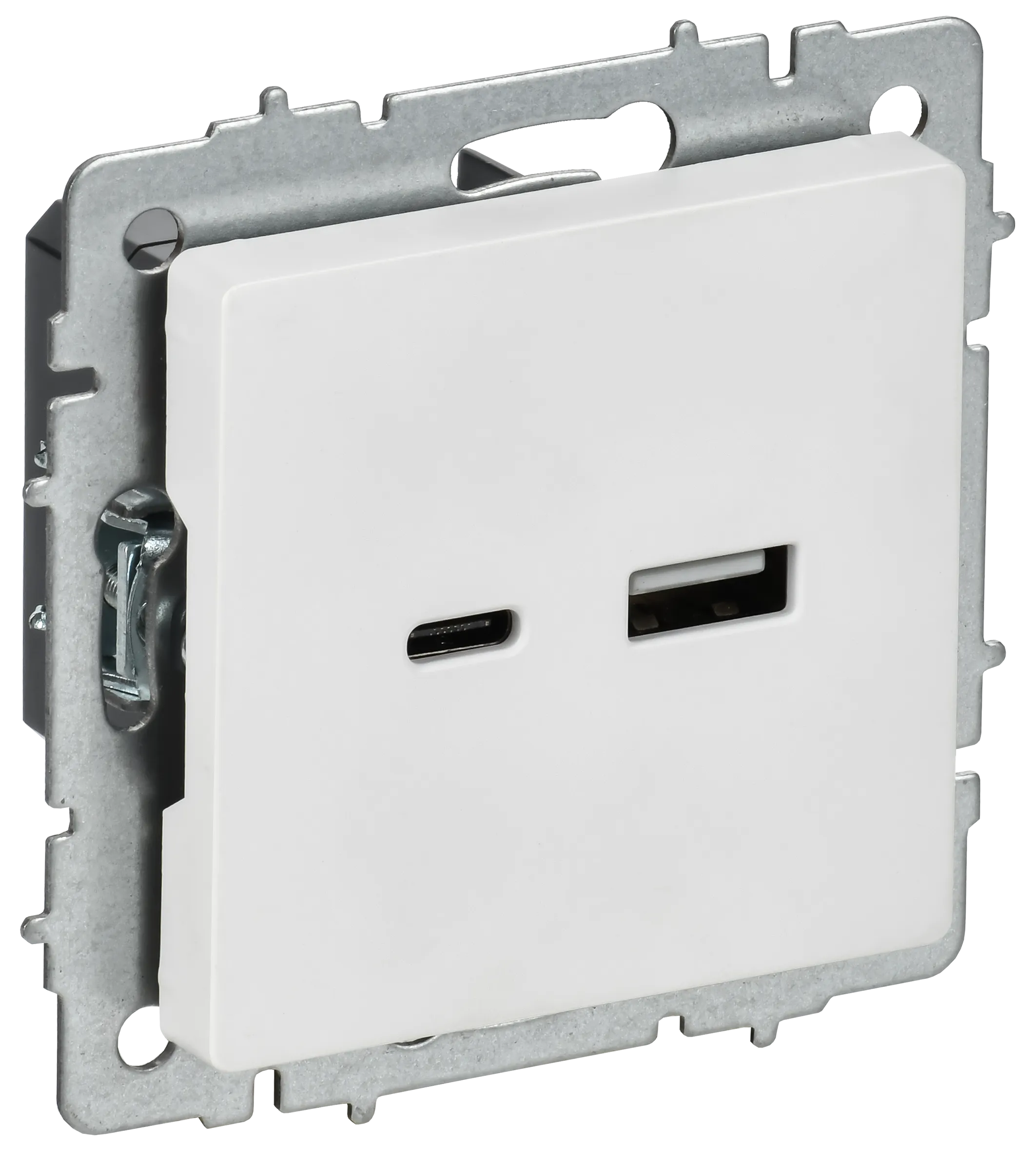 BRITE Розетка USB A+C 18Вт РЮ11-1-БрАБ арктический белый IEK