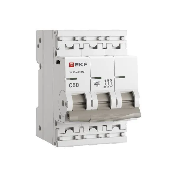 Авт. выкл. ВА 47-63N MA 3P 50А (C) 6кА без тепл. расцепит. PROXIMA EKF M63MA6350C