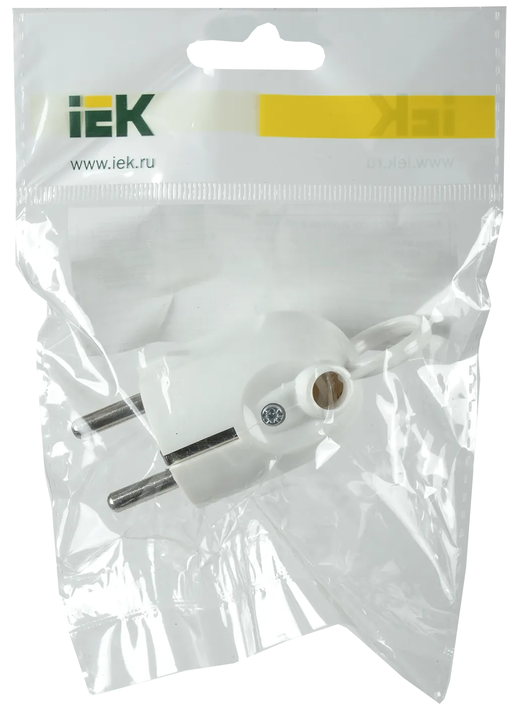 Вилка разборная угловая ВПу12-01-Ст с заземляющим контактом с кольцом 16А белая IEK - Фото 2