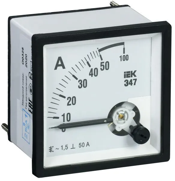 Амперметр аналоговый Э47 50А класс точности 1,5 96х96мм IEK IPA20-6-0050-E