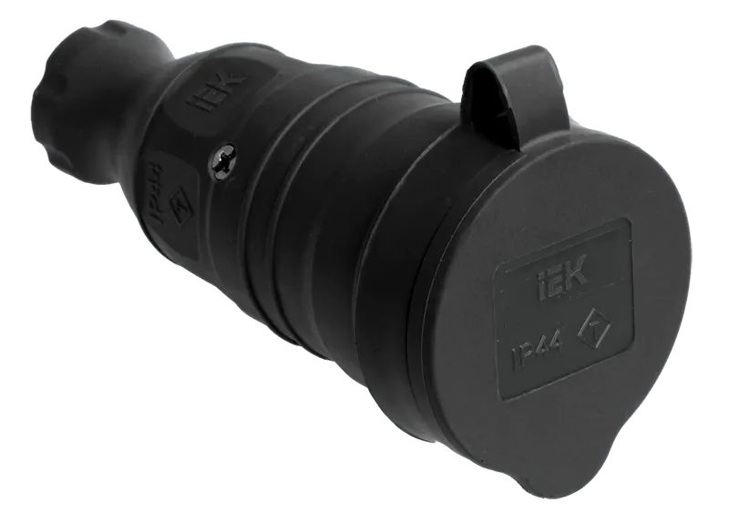 РБп13-1-0м Розетка с защитной крышкой переносная ОМЕГА IP44 каучук IEK