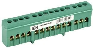 Шина PE "земля" в корпусном изоляторе на DIN-рейку ШНИ-6х9-14-К-З IEK YNN10-69-14KD-K06
