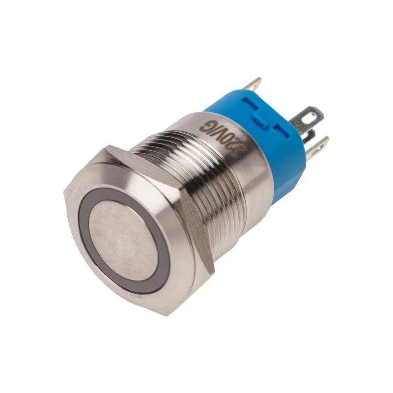 Кнопка антивандальная Ø19 250В Фикс (5с) OFF-ON/ON-OFF подсв/зеленая REXANT 36-3443