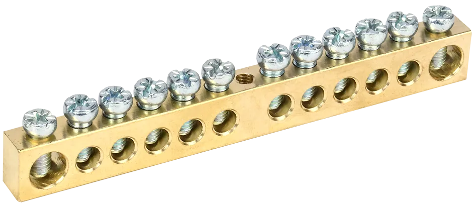 Шина PEN "земля-ноль" 8х12мм 12/1 (12групп/крепеж по центру) IEK