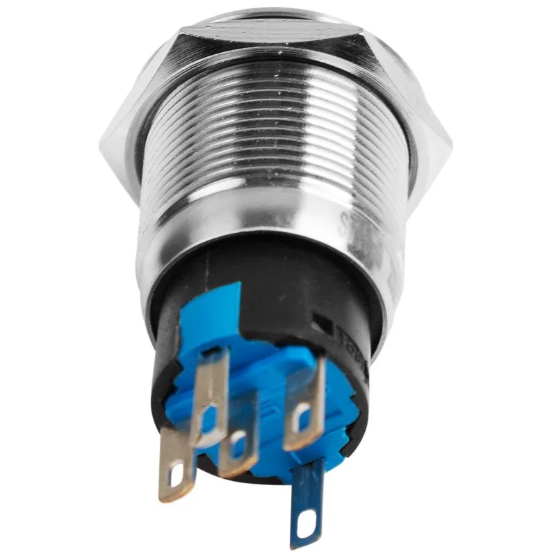 Кнопка  антивандальная Ø19 250В Б/Фикс (5с) OFF-(ON) / ON-(OFF) плоская подсв/зеленая СТРЕЛКА REXANT - Фото 4