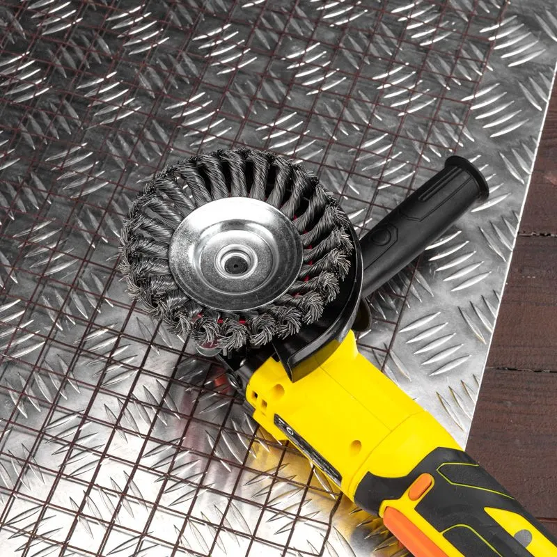 Щетка коническая для УШМ, крученая стальная проволока, 125мм, М14 KRANZ - Фото 4