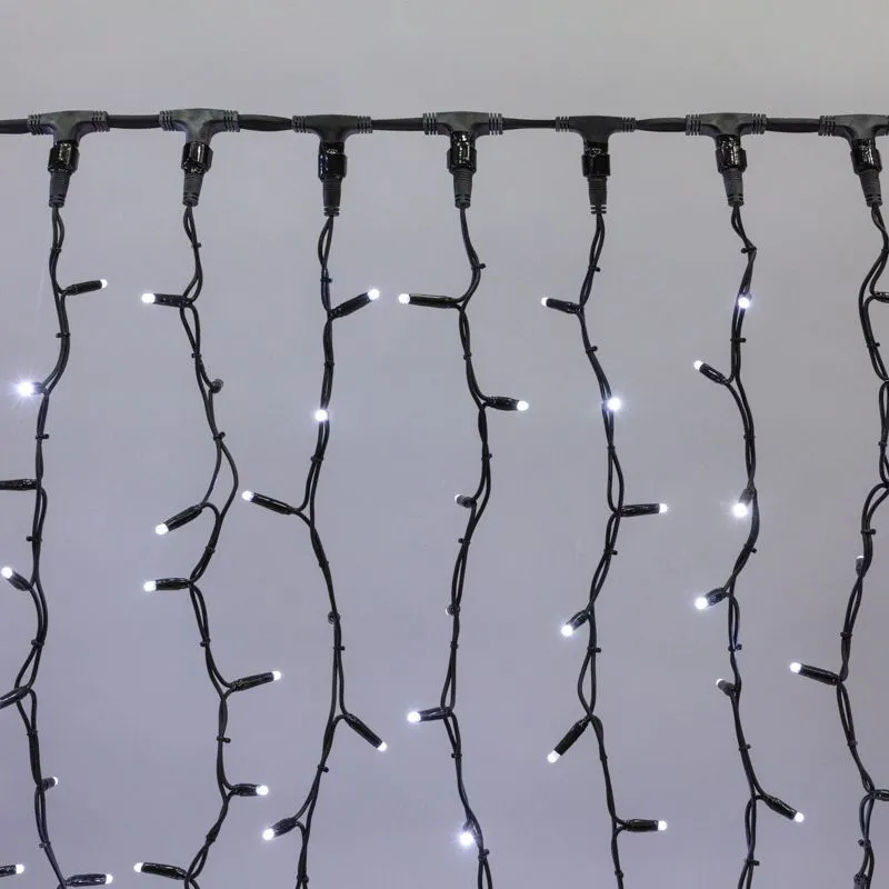 Гирлянда светодиодная Занавес 2х3м 760 LED БЕЛЫЙ черный КАУЧУК IP67 постоянное свечение 230В блок в комплекте NEON-NIGHT 237-145