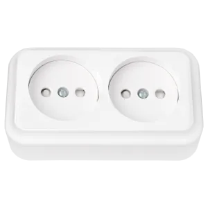 Розетка штепсельная двухместная со шторками открытой установки РА16-273 192BY