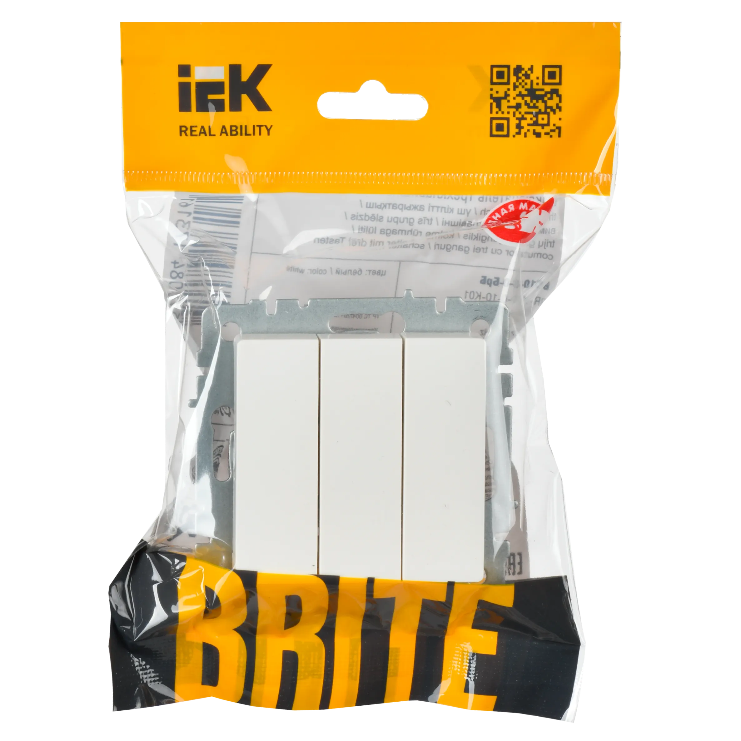 BRITE Выключатель 3-клавишный 10А ВС10-3-0-БрБ белый IEK - Фото 5