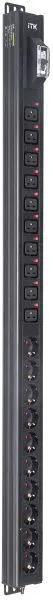 ITK BASE PDU вертикальный PV1101 24U 1 фаза 16А 10 розеток SCHUKO (немецкий стандарт) + 10 розеток C19 без кабеля с входным разъемом C20