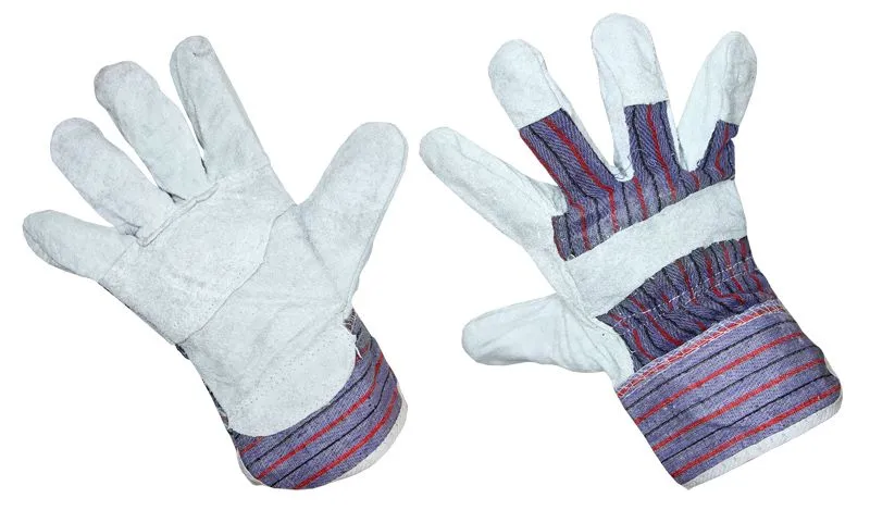 Перчатки спилковые (спилок + х/б ткань), кожевенный спилок класса АВ, материал подкладки 100 % х/б