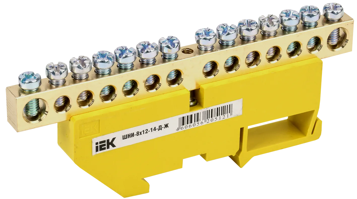 Шина PE "земля" на DIN-изол ШНИ-8х12-14-Д-Ж IEK