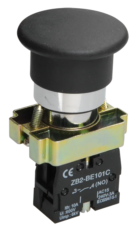 Кнопка управления LAY5-BC21 "Грибок" без подсветки черная 1NO IEK