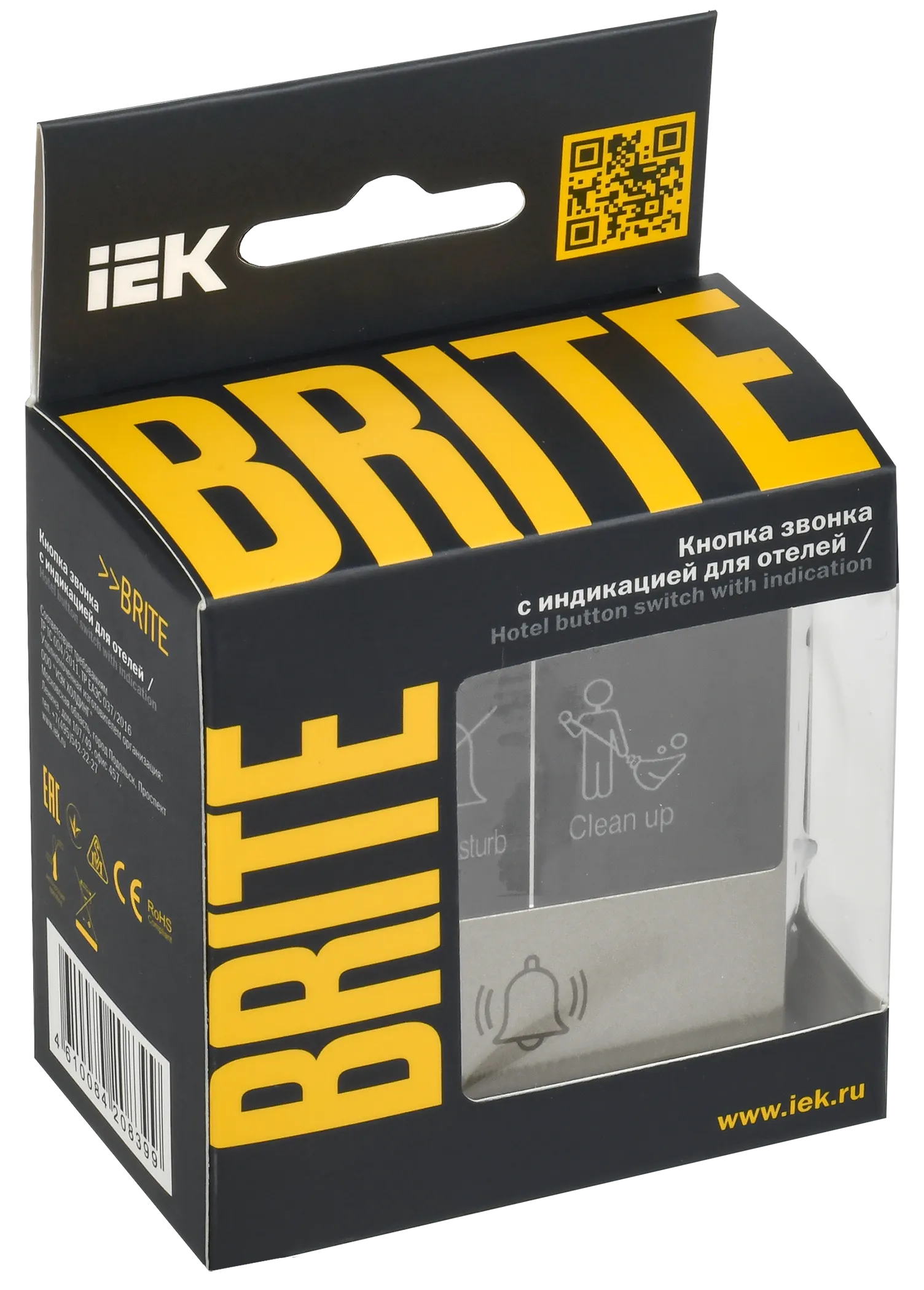 BRITE Кнопка звонка с индикацией для отелей 10А ВС10-1-9-БрШ шампань IEK - Фото 2