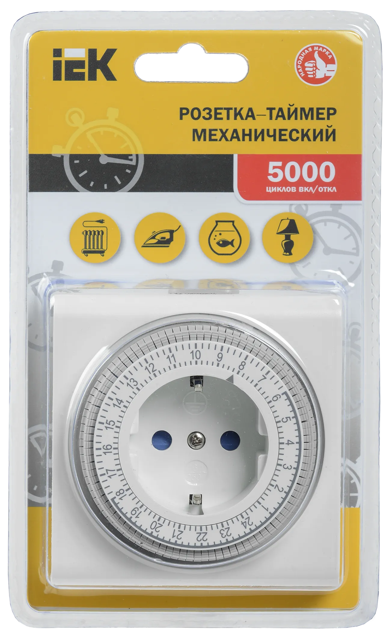 Розетка-таймер механический РТМ-3 15мин 24ч 96on/off 16А IP20 IEK - Фото 3